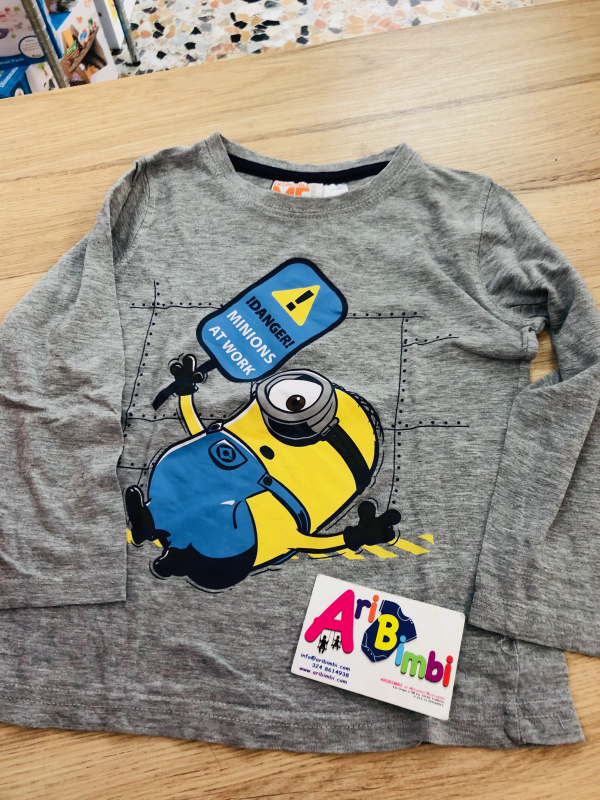 MAGLIETTA MINIONS 2- 4 ANNI, MANICHE LUNGHE