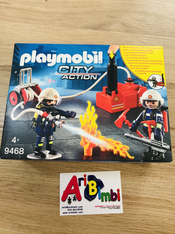 PLAYMOBIL, SQUADRA POMPIERI CON POMPA D ACQUA 9468, NUOVO