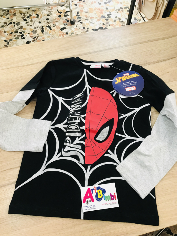 MAGLIETTA SPIDERMAN MARVEL 6-7 ANNI, MANICHE LUNGHE, NUOVA