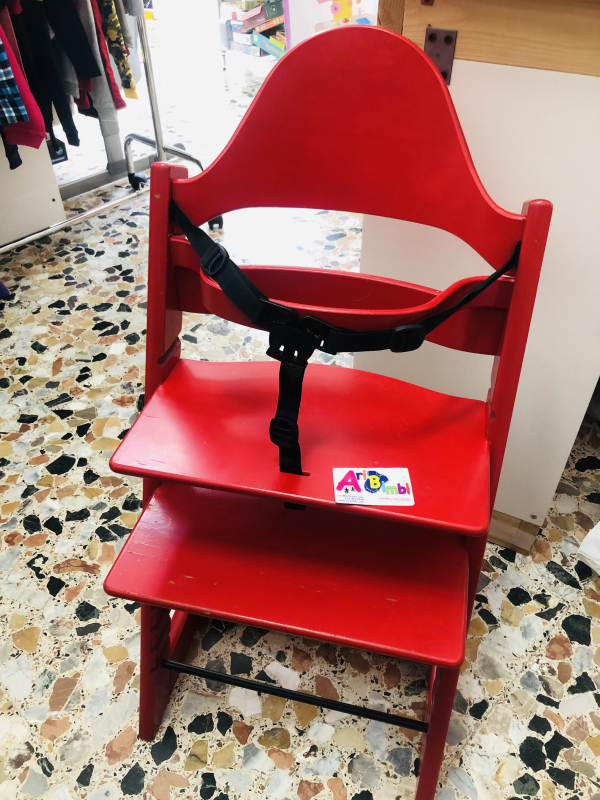 SEDIA STOKKE TRIPP TRAPP ROSSA, EDIZIONE LIMITATA, CON BABY SET IN LEGNO