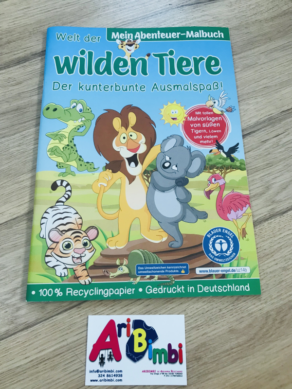 WILDEN TIERE, LIBRO DA COLORARE IN TEDESCO, NUOVO