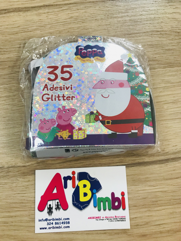 35 ADESIVI GLITTER PEPPA PIG, NUOVO